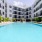 a swimming pool in a building