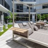 lounge chairs in a courtyard